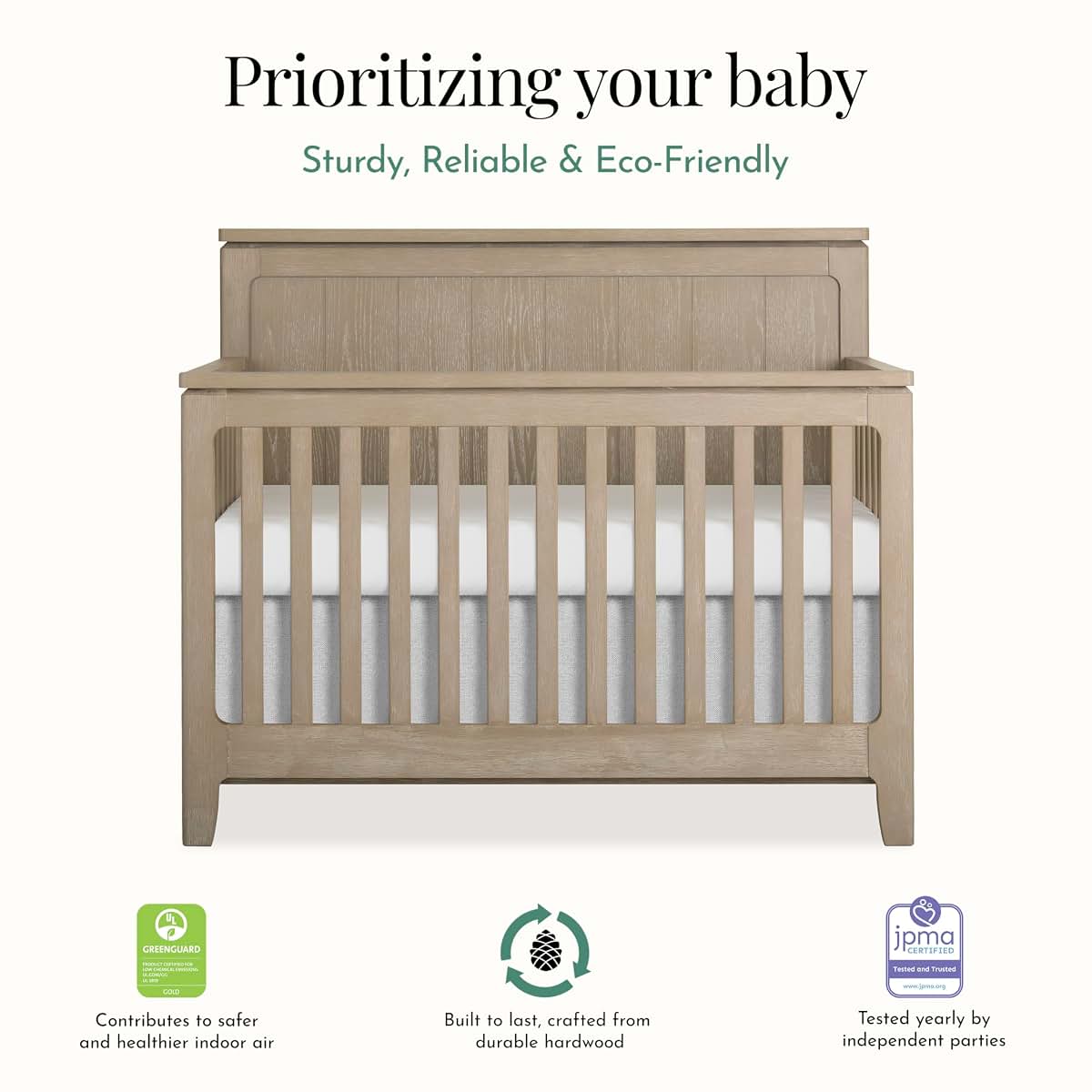 Evolur Oakley 5-in-1 Convertible Crib in Sienna Grey (photo 4)
