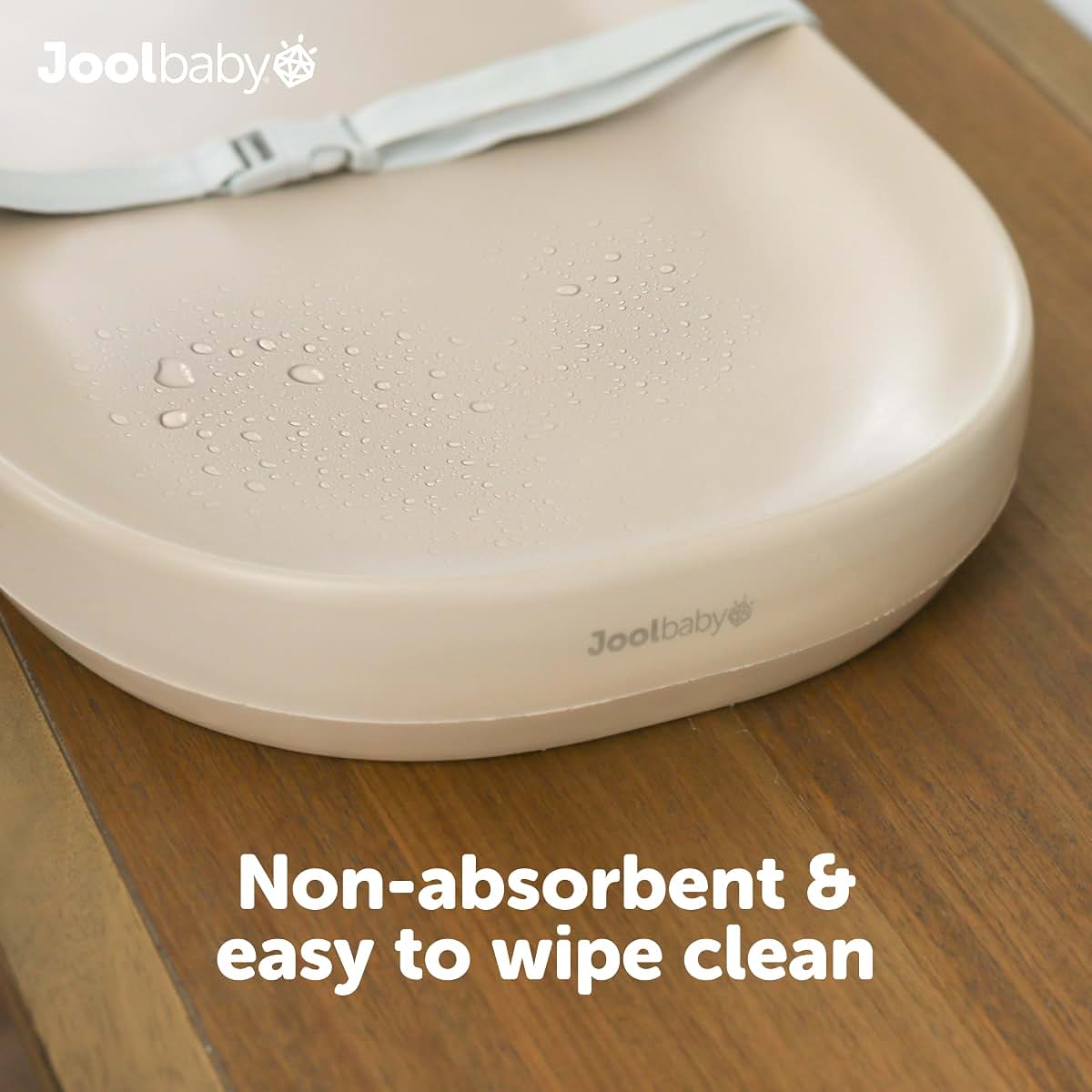 Jool Baby Waterproof Changing Pad - Wipe-Clean Foam Cushion with Safety Strap, Oatmeal