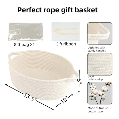 JUNBOLE Baby Gift Basket with Gift Bag and Ribbon, Empty to Fill, White (photo 2)