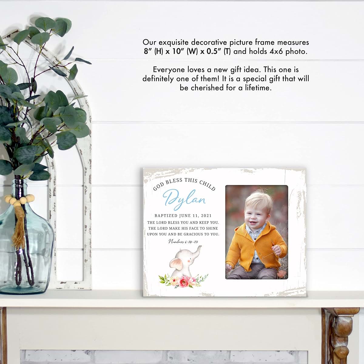 LifeSong Milestones Personalized Baptism Picture Frame for 4x6 Photos