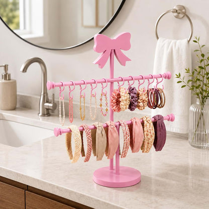 Sliner Pink Bow Headband Holder 2-Tier Organizer