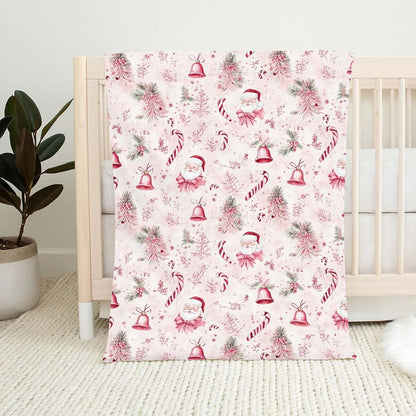 Wicbfdfv Pink Christmas Santa Pine Trees Baby Blanket (photo 2)
