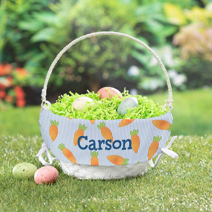 Personalized Planet Personalized Easter Egg Basket for Boy with Handle and Custom Name | Carrot Easter Basket Liners (photo 2)