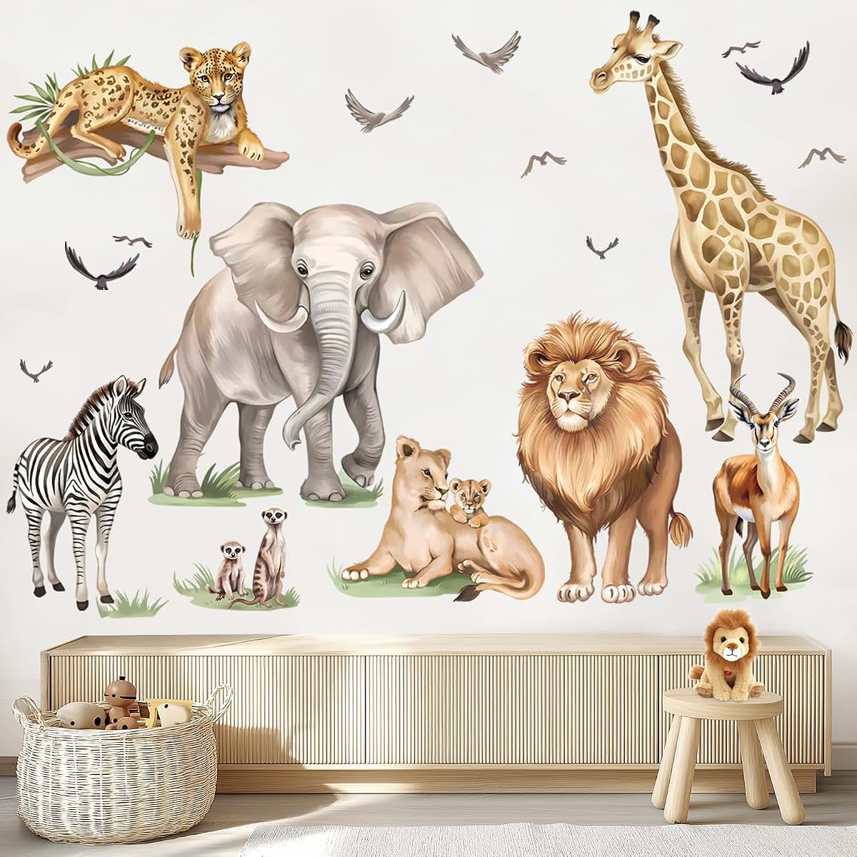 Wondever Safari Animals Wall Decals - Lion Giraffe Stickers