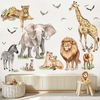Wondever Safari Animals Wall Decals - Lion Giraffe Stickers