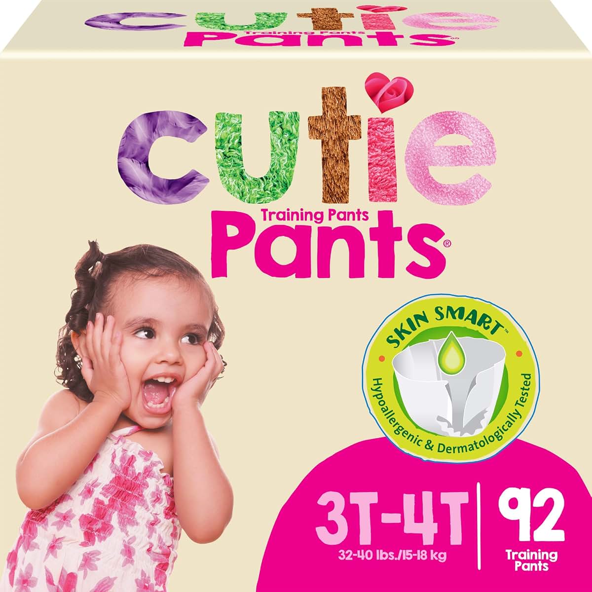 Cuties Toddler Training Pants for Girls, Size 3T-4T, 92 Count