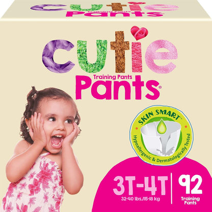 Cuties Toddler Training Pants for Girls, Size 3T-4T, 92 Count