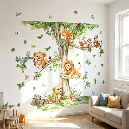 Large Tree Wall Decals with Woodland Animals for Nursery Room Decor