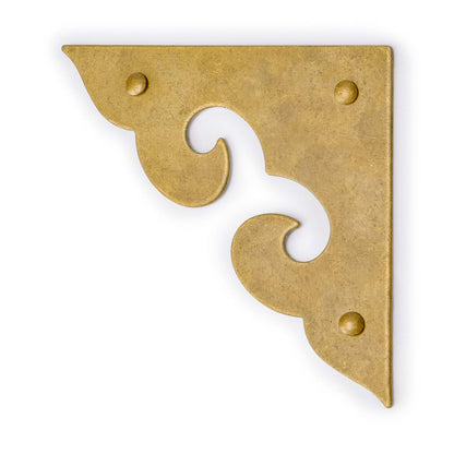 HP Ocean Wave Brass Corner Plates, 2-Pack, 1.8 Inch, Solid Brass with Nails