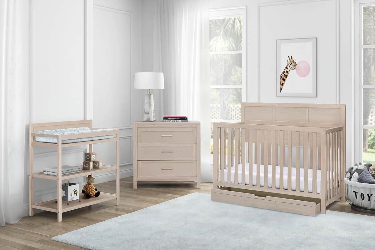 Suite Bebe Reign 4-in-1 Convertible Baby Crib in Washed Natural