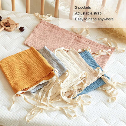 Poenvfpo Baby Crib 2 Pocket Hanging Storage Bag With Adjustable Straps In Turmeric (photo 4)