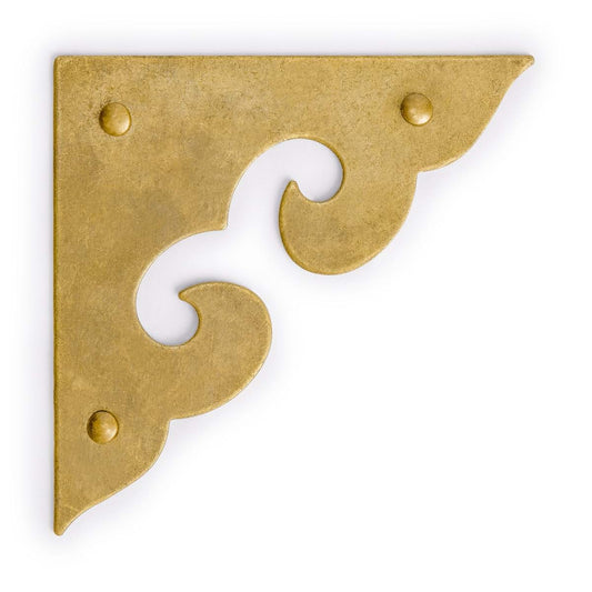 HP Ocean Wave Brass Corner Plates, 2-Pack, 1.8 Inch, Solid Brass with Nails