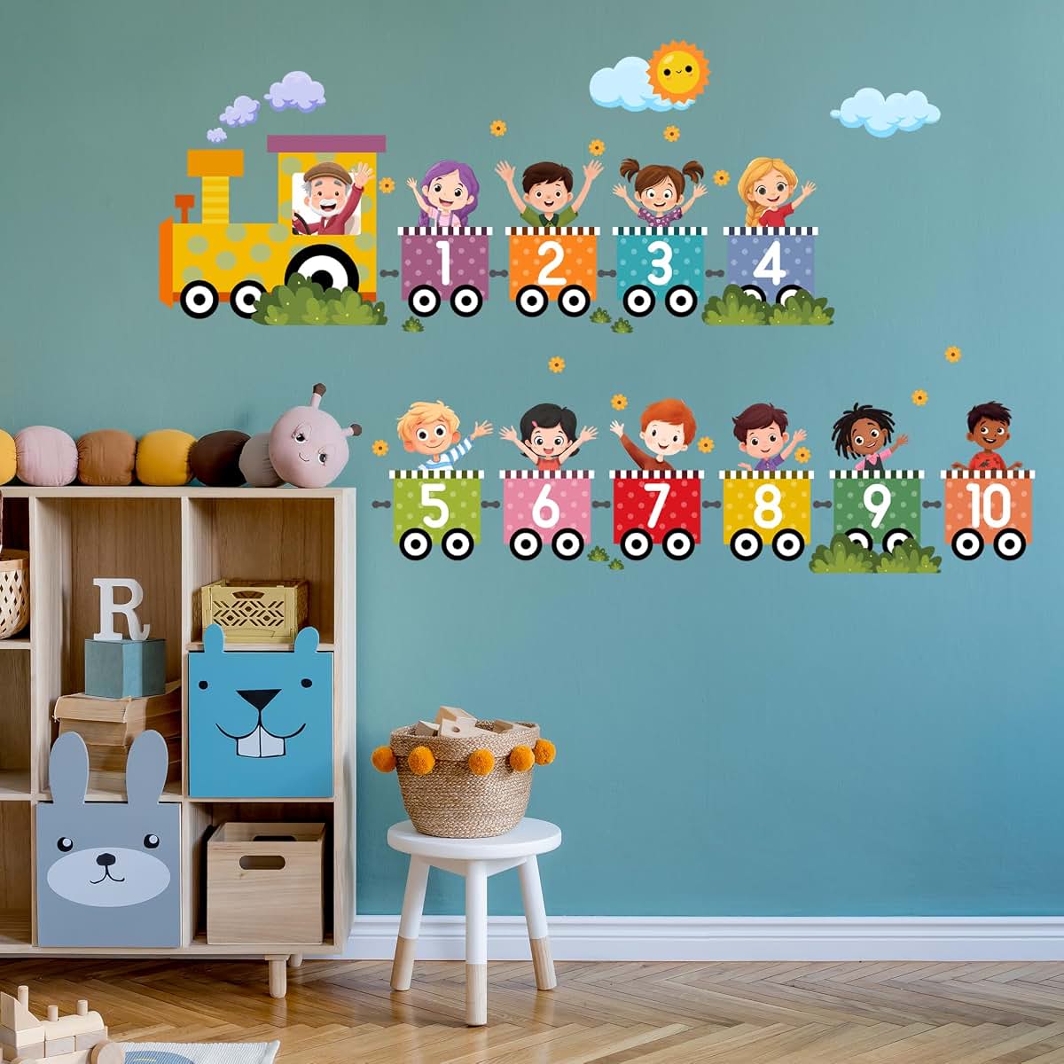 Unonede Train Number Kids Wall Decal