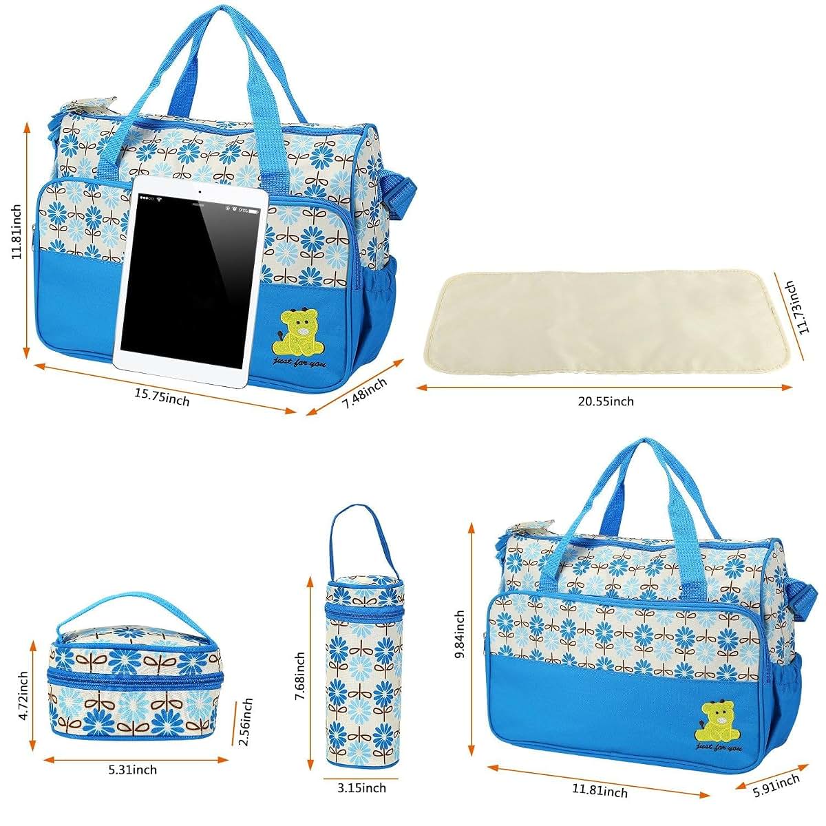 Lapday 5-Piece Baby Diaper Bag Set in Blue (photo 2)