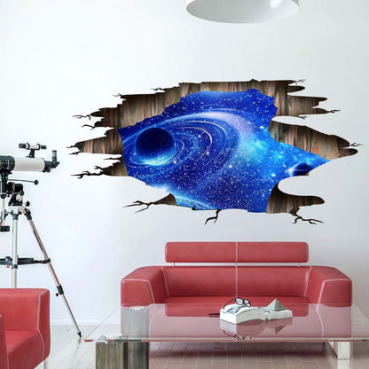 DTLIFEK 3D Galaxy Wall Decals Removable Universe Scene Blue Cosmic wall stickers Magic Milky Way Outer Space Dolphin
