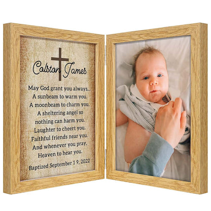 kullder Personalized Baptism Gift for Baby Customized Picture Frame Blessing Poem in 5x7 Double Photo Frame Catholic
