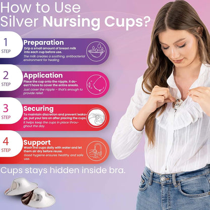 The Momfy Silver Nursing Nipple Shields - Trilaminated Protective Cups (photo 3)