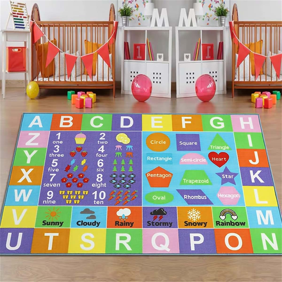Hongxiu Kids Playroom Area Rug, 4x6ft Alphabet Learning Carpet