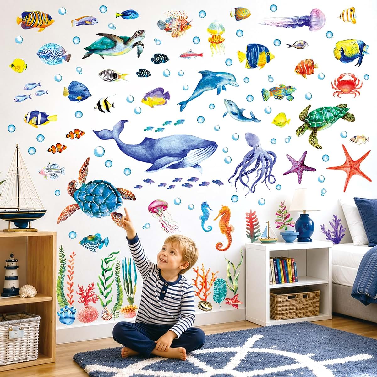 BASHOM DECOWALL 128-Piece Undersea Ocean Animals Wall Stickers Decals (DS12-8048) (photo 2)