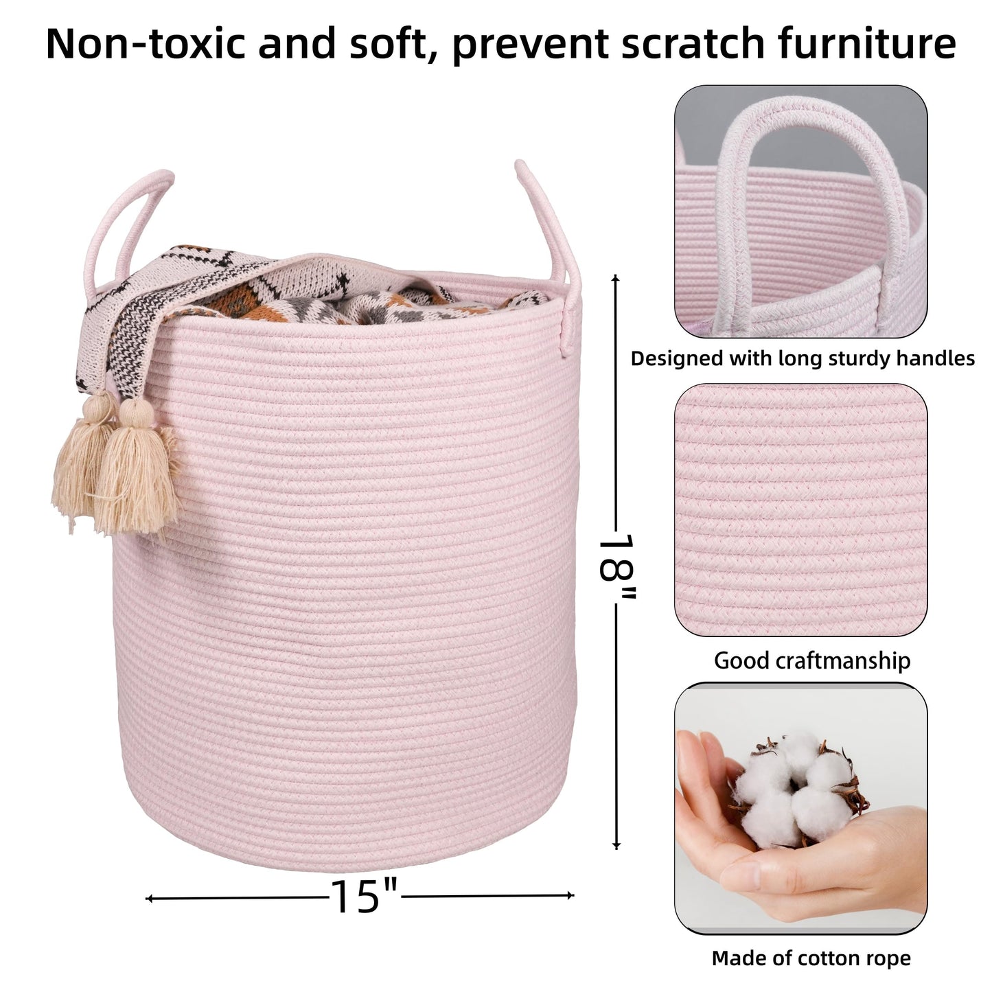 Xuanguo Cotton Rope Laundry Basket