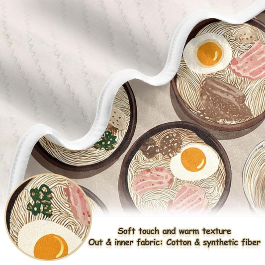 Pigsaly Baby Blanket Ramen Bowls Print 30 x 40 Inch Toddler Bedding