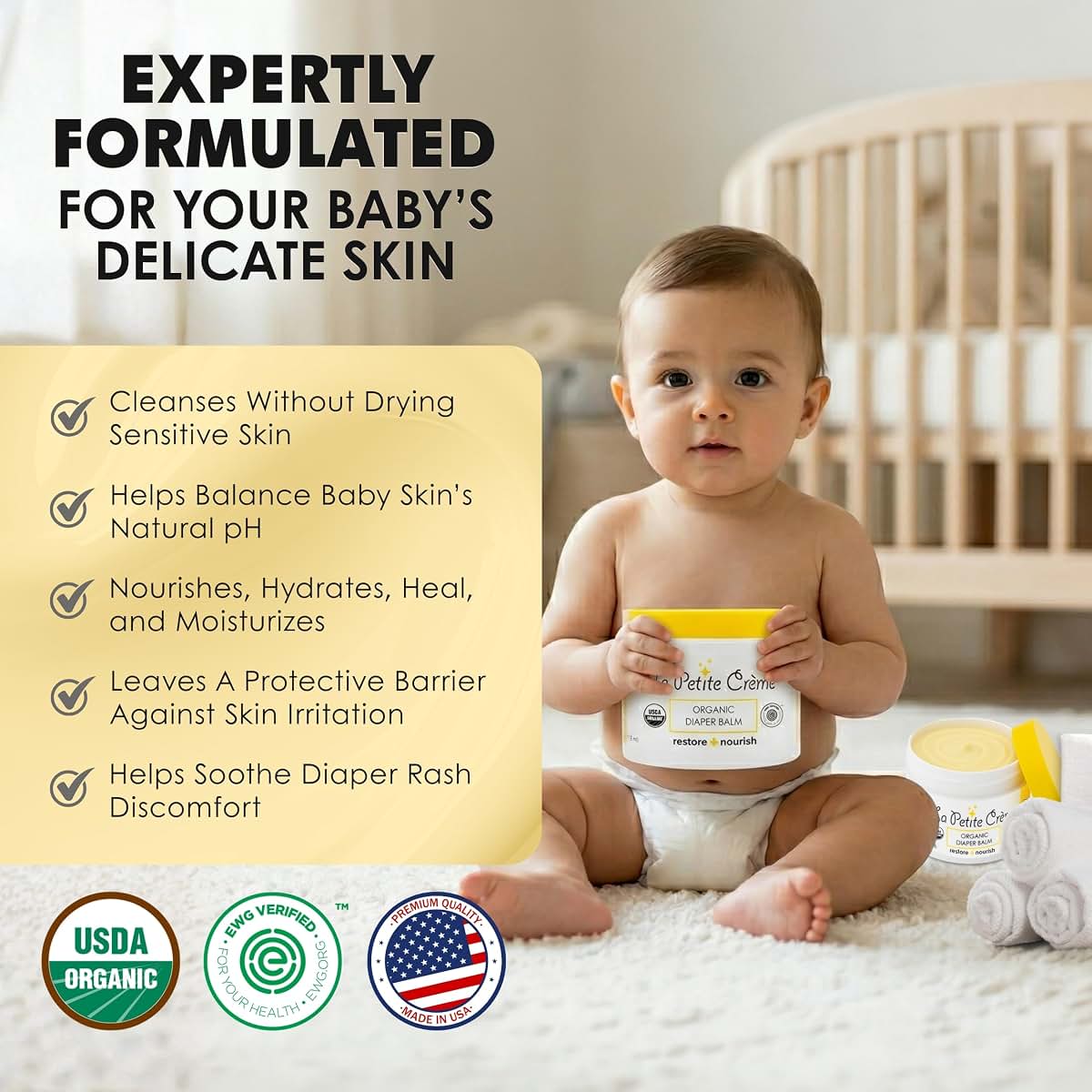 La Petite Creme Diaper Balm - Healing & Nourishing Diaper Rash Cream, 1 oz (photo 2)