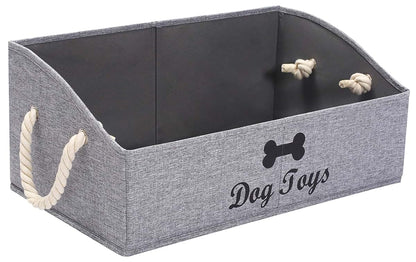 Geyecete Large Dog Toys Storage Bin Foldable Fabric Trapezoid Organizer Snow Grey