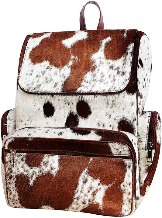 Classic Jackets Cow Print Leather Diaper Backpack With Stroller Hook
