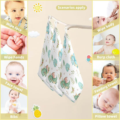 Burbuja Watercolor Dragon Baby Washcloths - Muslin Cotton 12x12 In 5 Pack