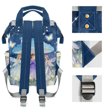 LiSoAkWE Personalized Large Capacity Diaper Bags,CustomWatercolor Night Fairy Mushrooms Name Backpack Casual Daypack (photo 4)