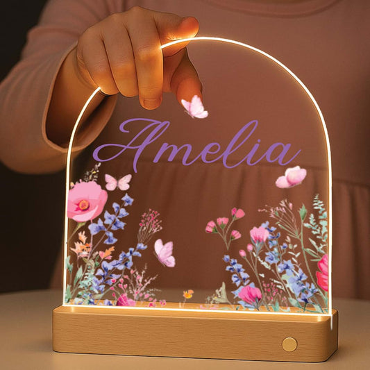 UNIQUE CUSTOM GIFTS Personalized Night Light with Name, Custom LED Lamp for Boys and Girls | Stars, Moon & Cute