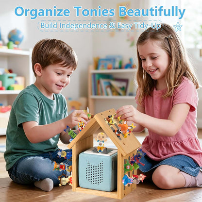 JGTIMBSTRG for Tonies Shelf Wall Organizer House-Shaped Magnetic Wooden Storage