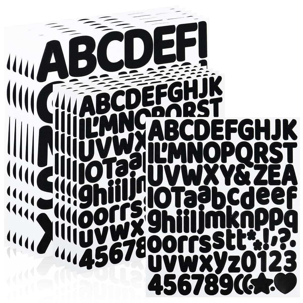 Hseonmauyi Self-Adhesive Black Alphabet And Number Stickers, 738 Pieces