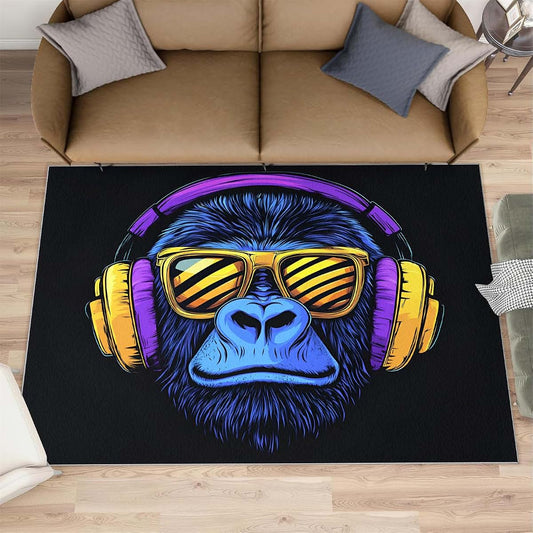 HYGIUID 4x5 Chimp Area Rugs - Chimpanzee Rug for Entryway, Fashionable Cool Gorilla Washable Entry Way Rugs Kids Carpet