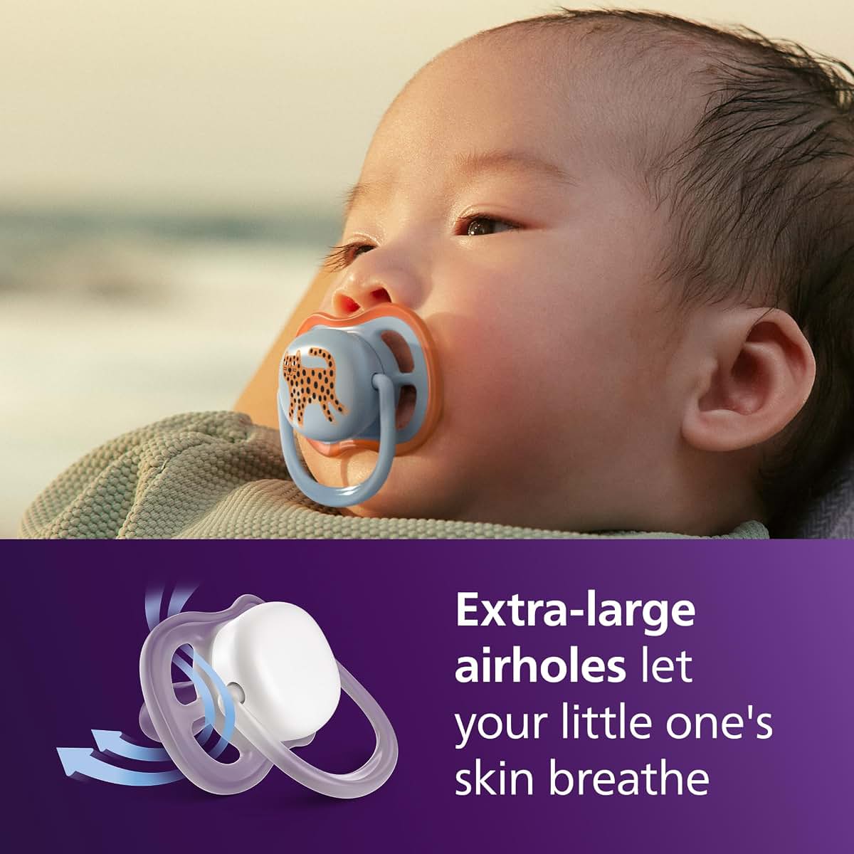 Philips Avent Ultra Air Baby Pacifier for 0-6 Months, Light Blue, 4-Pack (photo 2)