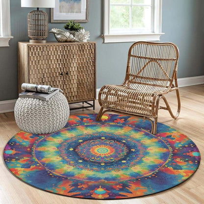 MZERSE Round Floor Mat, 36-Inch Tie-Dye Pattern Soft Flannel Rug (photo 4)