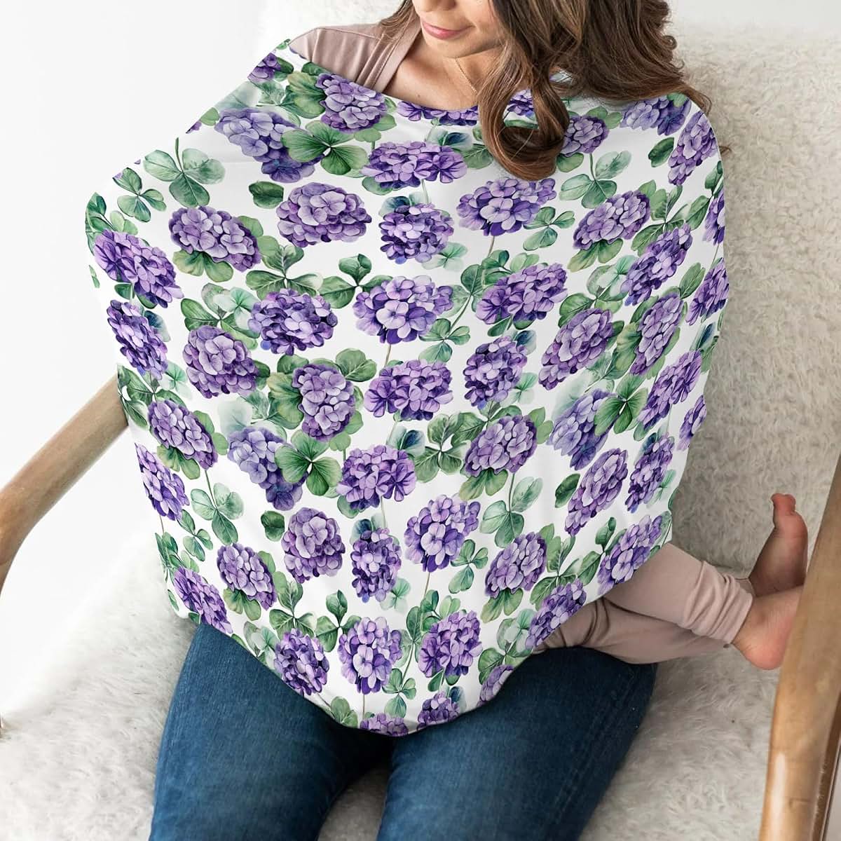 Purple Wildflowers Watercolor Car Seat Cover for Baby Stroller Canopy