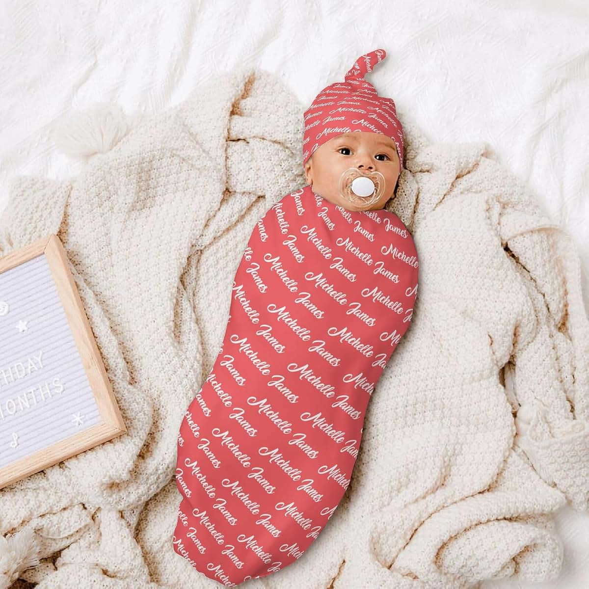 LiSoAkWE Personalized Baby Peach Letter Receiving Blanket Custom Gifts for Girls Boys,Personalized Swaddle (photo 4)