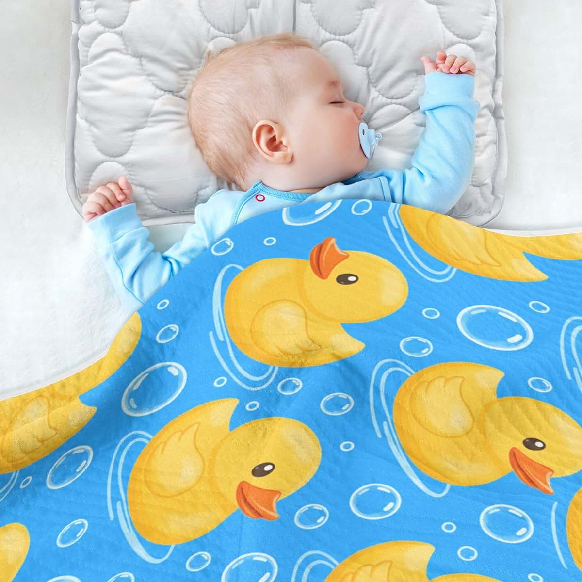 Junzan Cute Yellow Rubber Ducks Baby Blanket, Cotton Breathable Swaddle 40 x 30 in