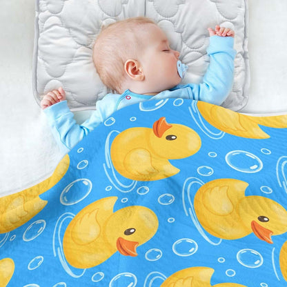 Junzan Cute Yellow Rubber Ducks Baby Blanket, Cotton Breathable Swaddle 40 x 30 in