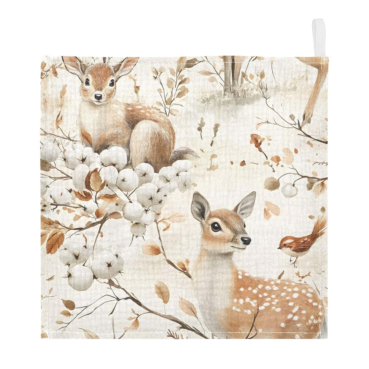 YETTASBIN Watercolor Deer Muslin Baby Washcloths, 3 Pack