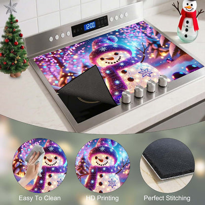 Nuxovilar Cute Snowman Stove Cover, Polyester and Diatom Mud, 28.35x20.47 In
