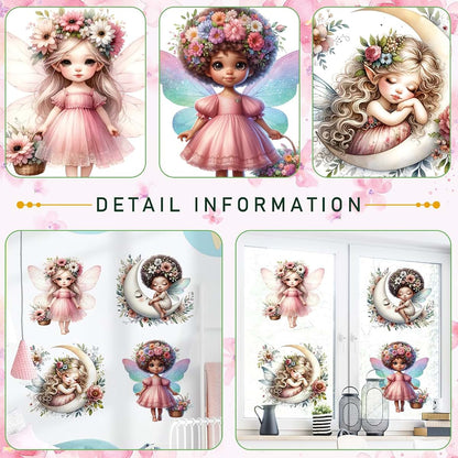Drwssr Pink Butterfly Girl Wall Decals With Flower Fairy Designs
