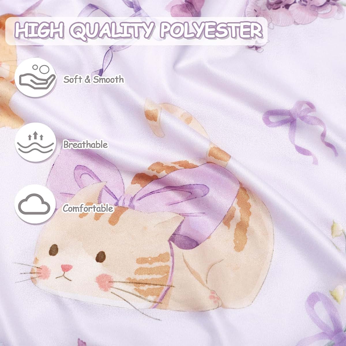 Jundetye Newborn Lounger Cover, Purple Flower Cat Pattern, 26.5x26 Inch Machine Washable Slipcover
