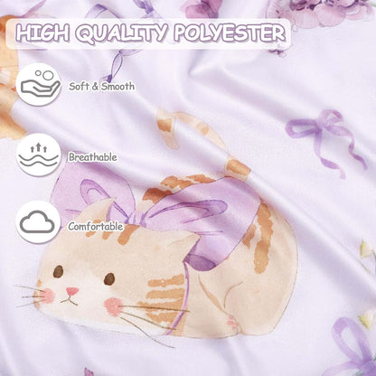 Jundetye Newborn Lounger Cover, Purple Flower Cat Pattern, 26.5x26 Inch Machine Washable Slipcover