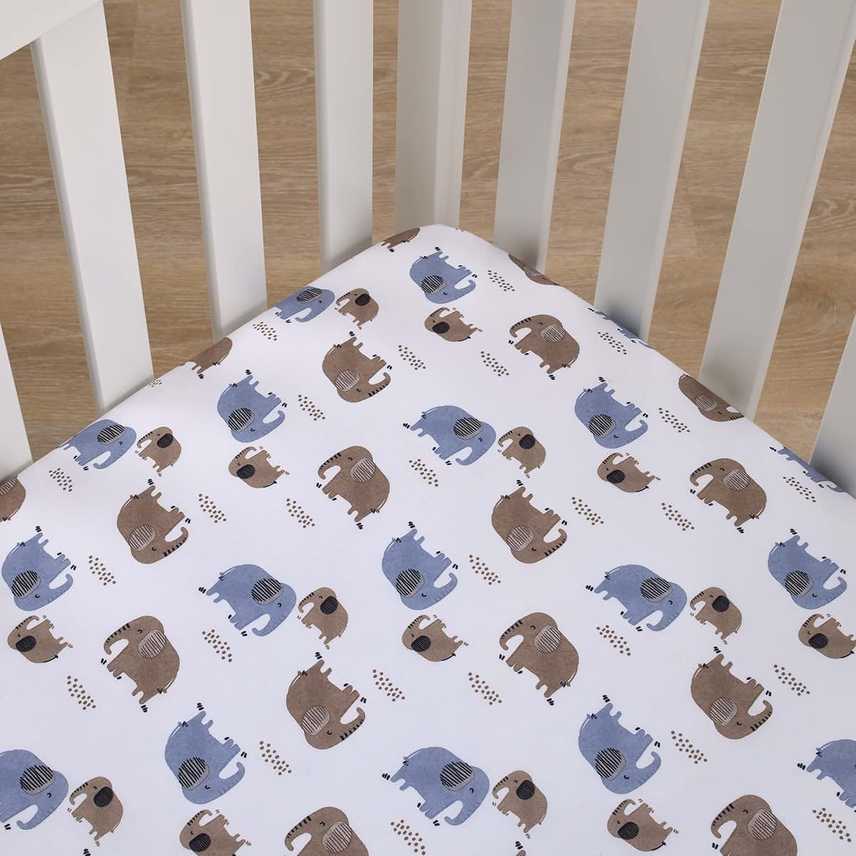 Carter's Boy Blue Elephant Crib Sheet - Fitted 28x52 Chambray Blue
