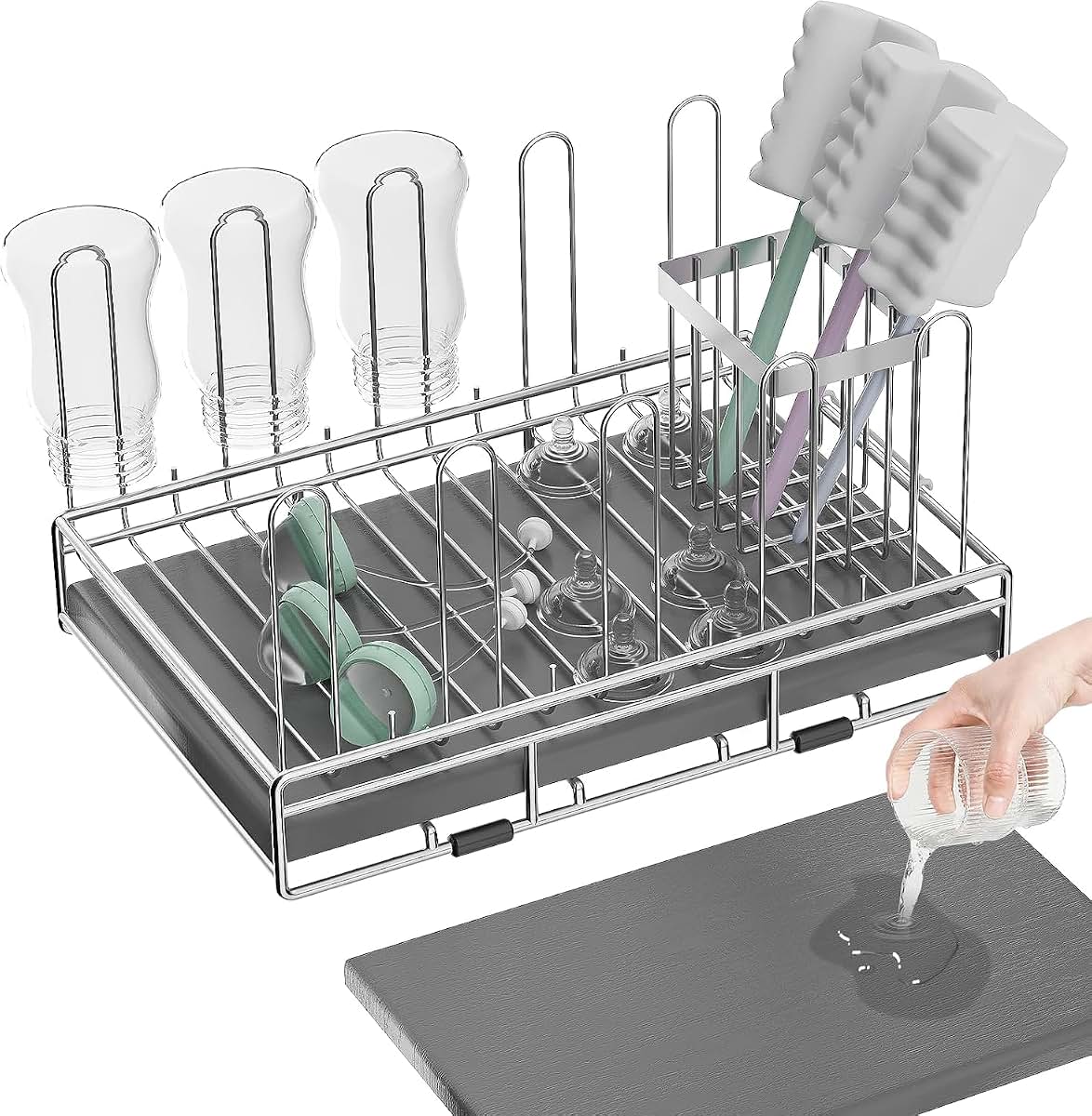 chilinii Baby Bottle Drying Rack Organizer Stainless Steel Large