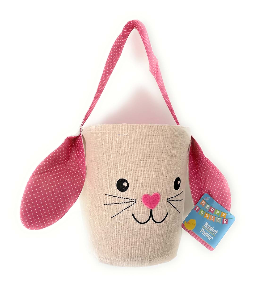 Greenbrier Fabric Bunny Easter Basket In Pink