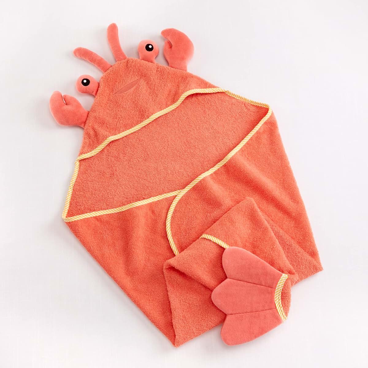 Baby Aspen Baby Boys Lobster Laughs Hooded Towel, Orange