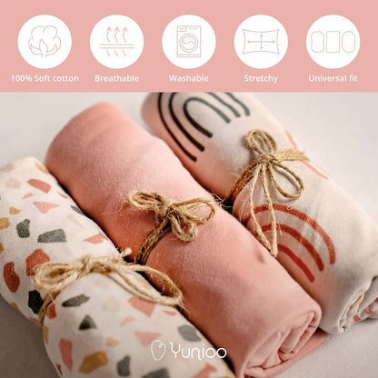 Yunioo Premium Fitted Baby Bassinet Sheets, Changing Pad Cover and Stroller Sheets, Compatible with 4moms Mamaroo (photo 2)
